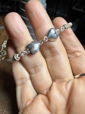 Heart Link sterling Silver-Bracelet - Women's Jewelry